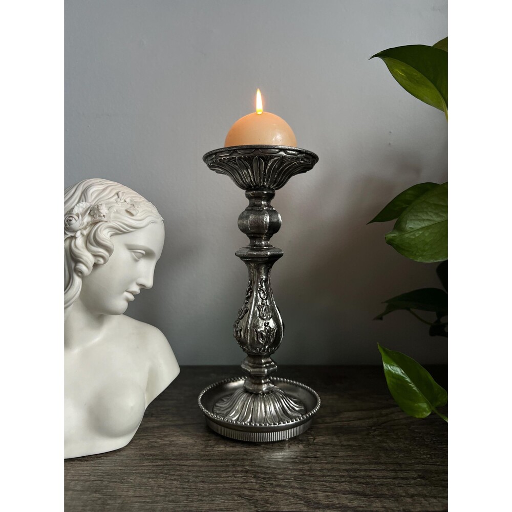 Ornate Silver-colored Candle Holder